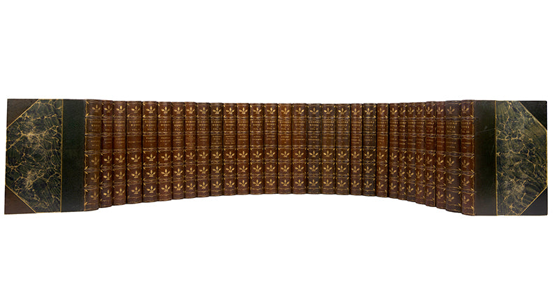 Handsome example of the Authentic Edition, complete works in 30 volumes, printed from the edition corrected by Charles Dickens in 1867 and 1888, illustrated by Cruikshank