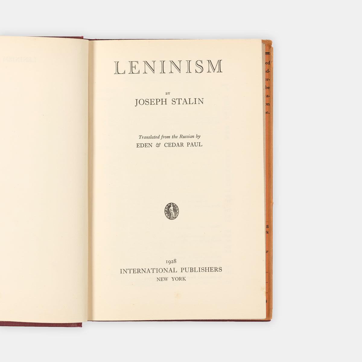 The first US edition of the first English language collection of Joseph Stalin's lectures and articles on Leninism