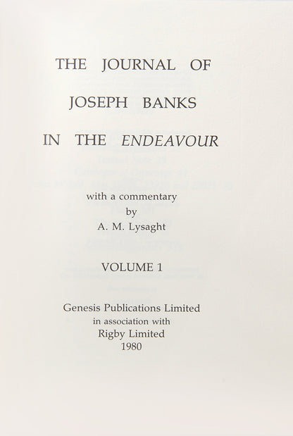 Anniversary edition, signed by Prince Philip, of the facsimile of The Journal of Joseph Banks in the Endeavour, supplemented with plates and illustrations.