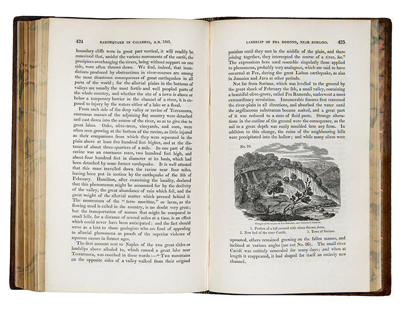First edition of the founding work of modern geology, Charles Lyell's Principles of Geology, published in three volumes between 1830 and 1833 and a major influence on Darwin.