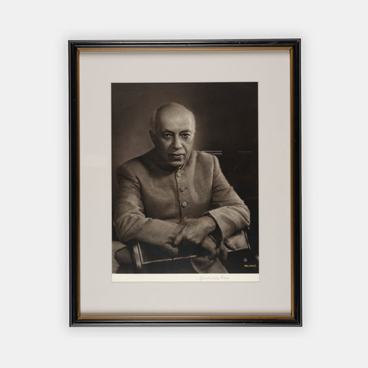 Signed Photograph of Jawarhalal Nehru by Fabian Backrach, taken suring one of Nehru's final state visits to the USA during which he enjoyed pleasant relations with John F. Kennedy.