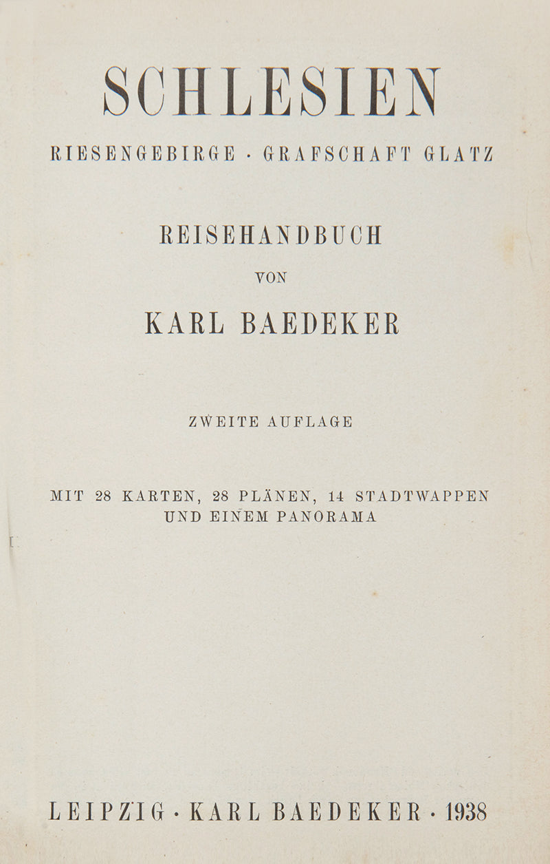 Karl Baedeker. Schlesien. Riesengebirge 1938. Second edition.