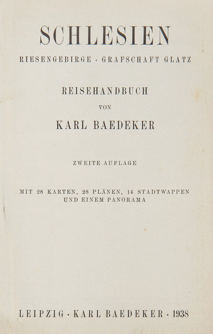 Karl Baedeker. Schlesien. Riesengebirge 1938. Second edition.