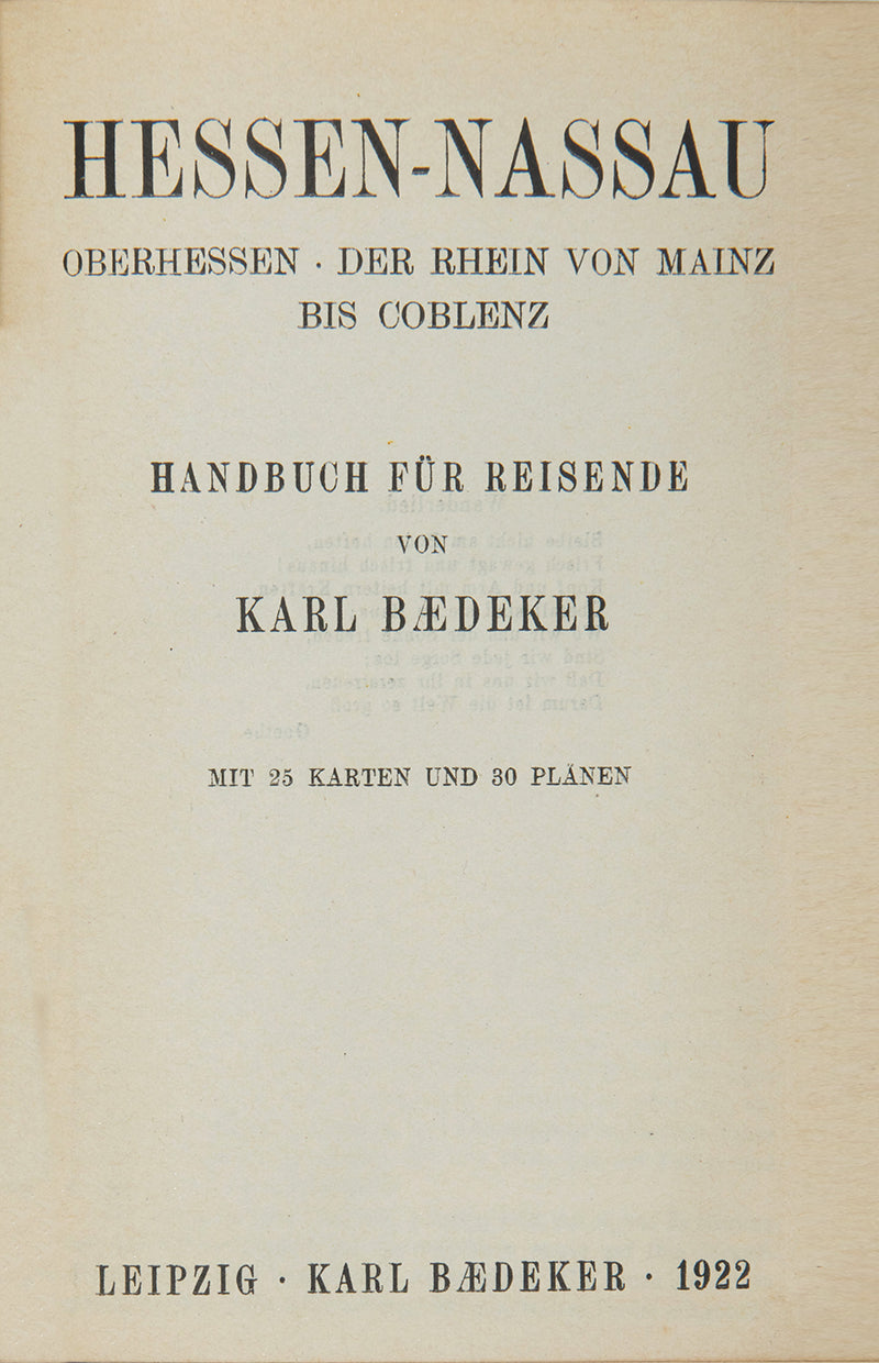 Karl Baedeker. Hessen Nassau.1922