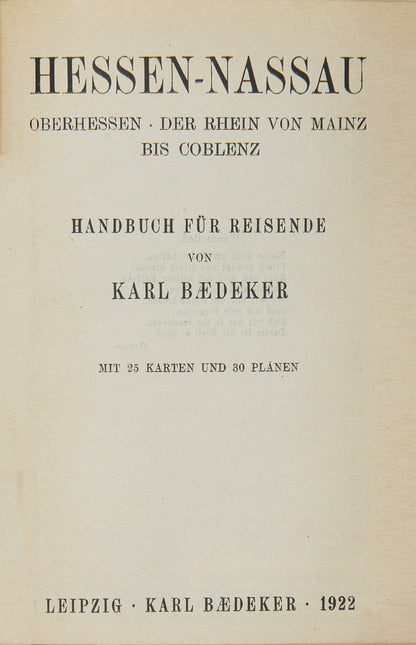 Karl Baedeker. Hessen Nassau.1922