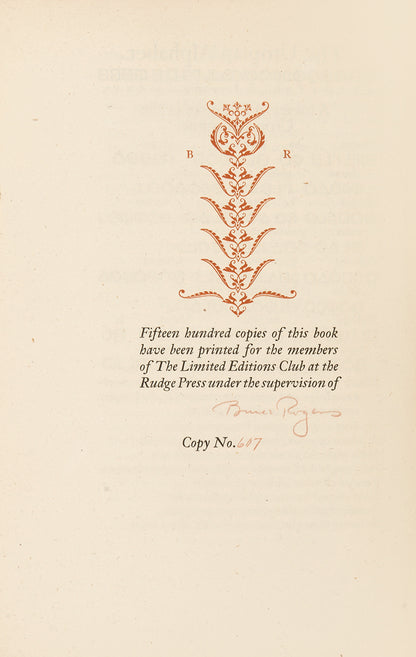A limited edition copy of Sir Thomas More's Utopia, prepared and signed by celebrated designer Bruce Rogers and with an introduction by H.G. Wells.