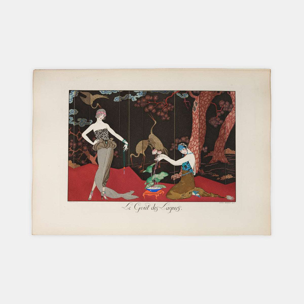 A complete example of Le Bonheur du Jor by George Barbier with hand-coloured pochoir plates.