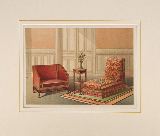 Couch, Chaise Longue and furniture in the Henri II style.