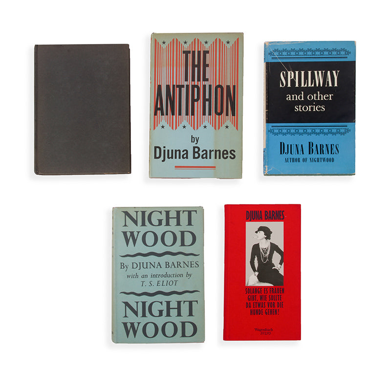 5 volumes of works by Djuna Barnes, all first editions excepting Nightwood and Solange es Frauen gibt, the former a second edition the latter an early edition