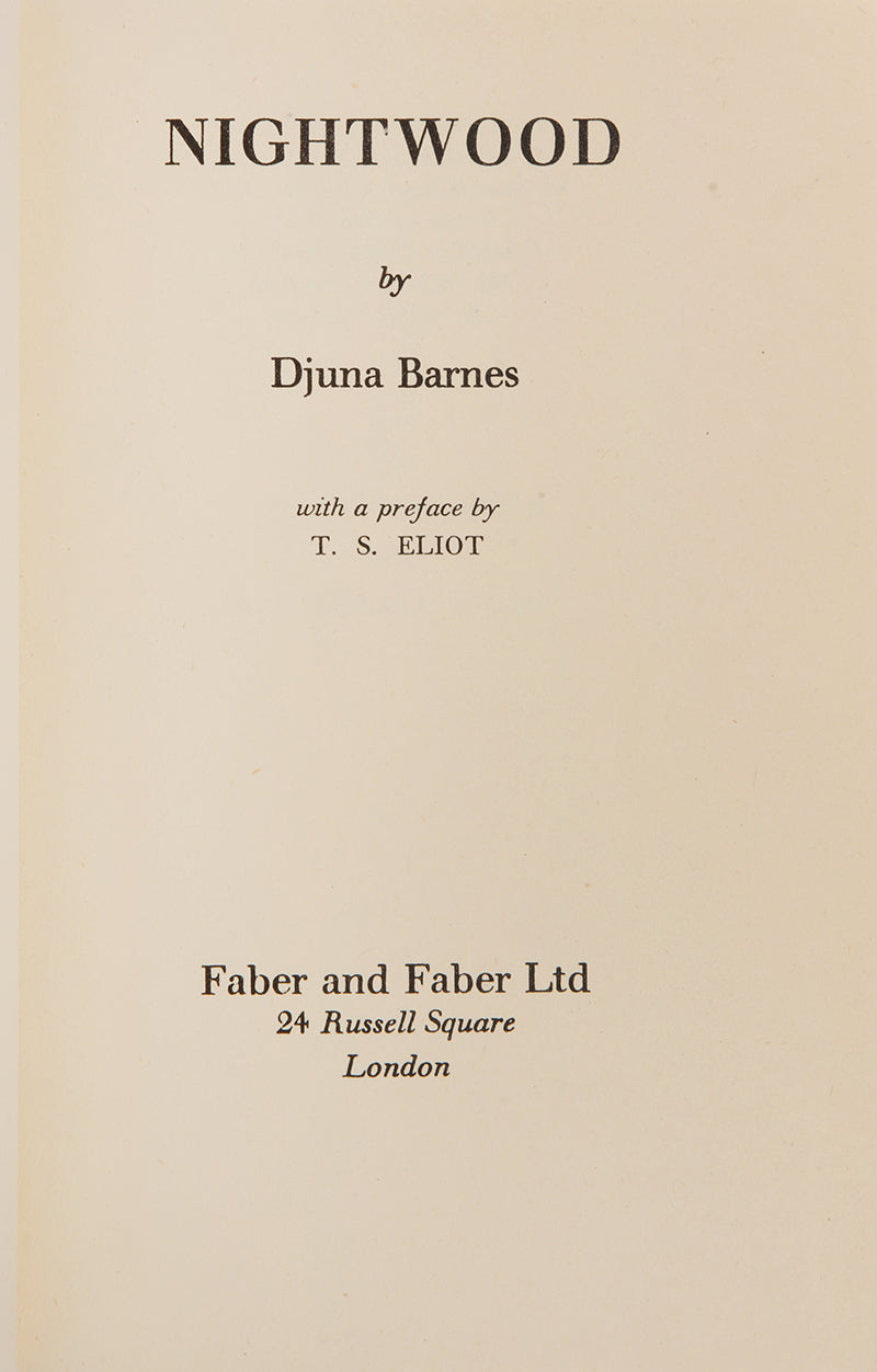 5 volumes of works by Djuna Barnes, all first editions excepting Nightwood and Solange es Frauen gibt, the former a second edition the latter an early edition