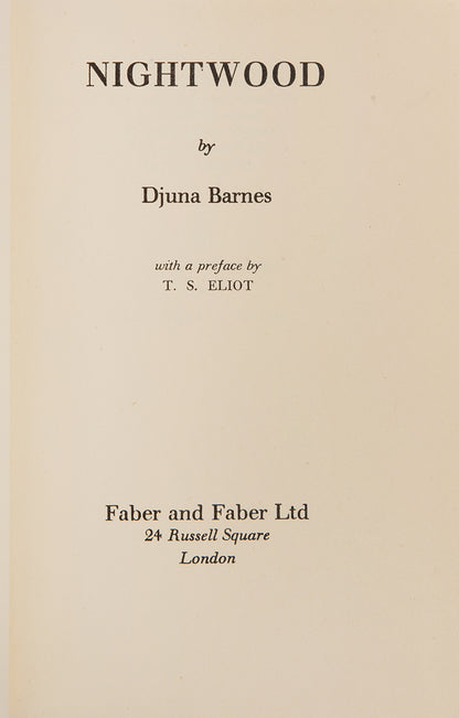 5 volumes of works by Djuna Barnes, all first editions excepting Nightwood and Solange es Frauen gibt, the former a second edition the latter an early edition