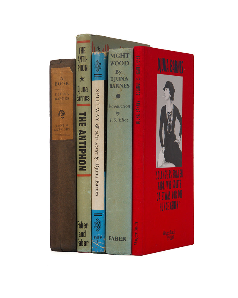 5 volumes of works by Djuna Barnes, all first editions excepting Nightwood and Solange es Frauen gibt, the former a second edition the latter an early edition