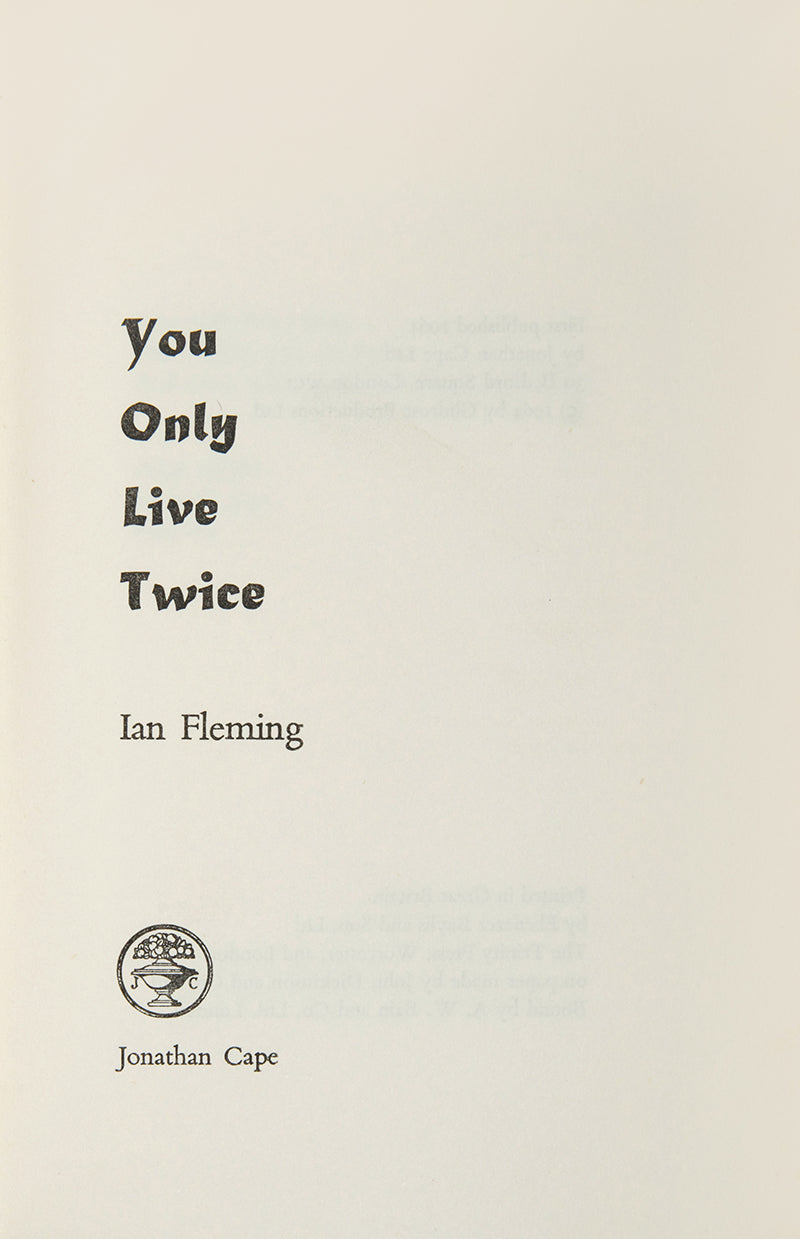 The first edition, first impression of Ian Fleming's Bond novel You Only Live Twice, the final bookin the Blofield trilogy