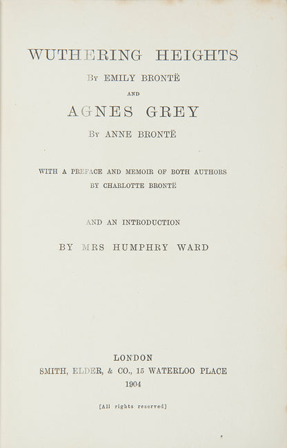 'Haworth' Edition, with an introduction by Mrs. Humphrey Ward, in 7 volumes, near fine set in prize-binding for Wellington College