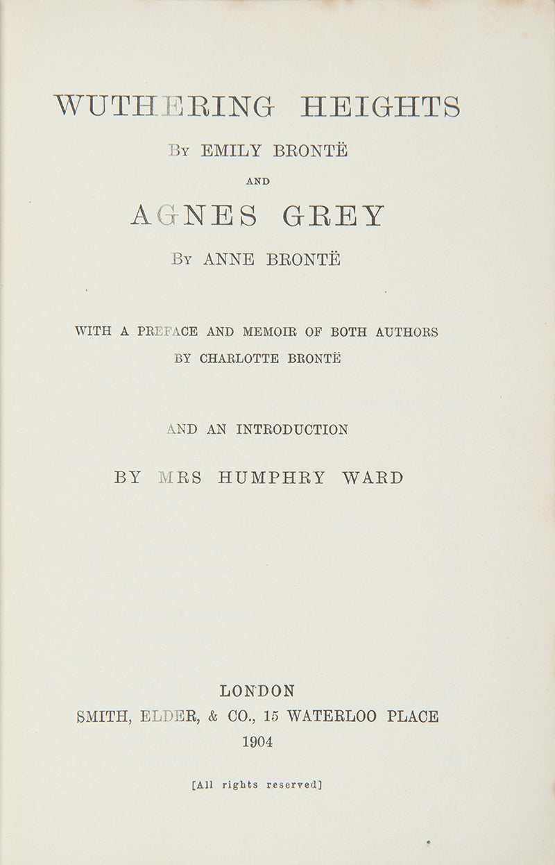 'Haworth' Edition, with an introduction by Mrs. Humphrey Ward, in 7 volumes, near fine set in prize-binding for Wellington College