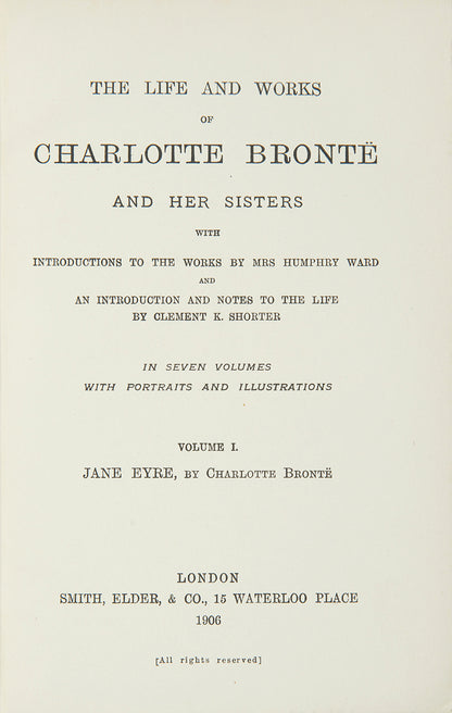 'Haworth' Edition, with an introduction by Mrs. Humphrey Ward, in 7 volumes, near fine set in prize-binding for Wellington College