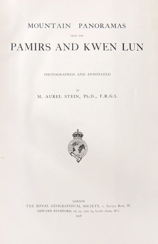 The photographic panoramas are from the Kwen Lun range south of Khotan, and on the Pamirs were taken on Stein's expedition in Chinese Turkestan (1900/1901).