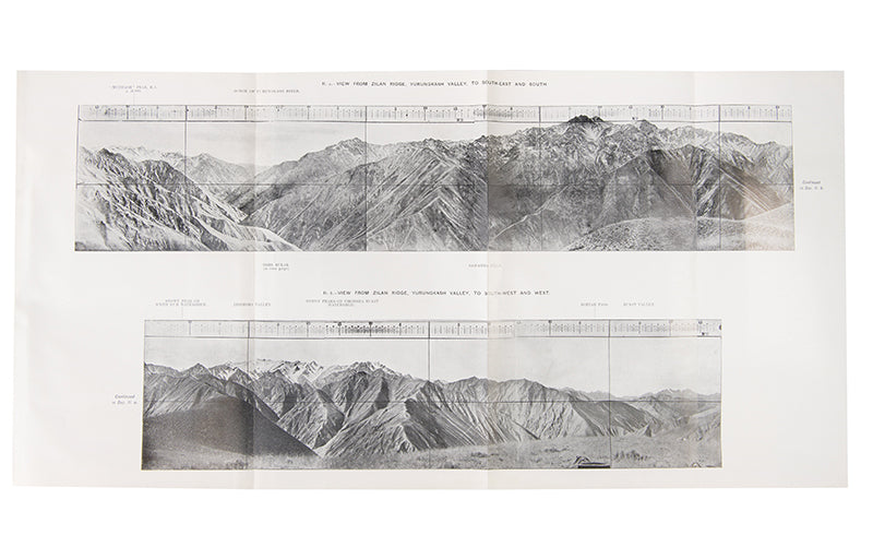 The photographic panoramas are from the Kwen Lun range south of Khotan, and on the Pamirs were taken on Stein's expedition in Chinese Turkestan (1900/1901).
