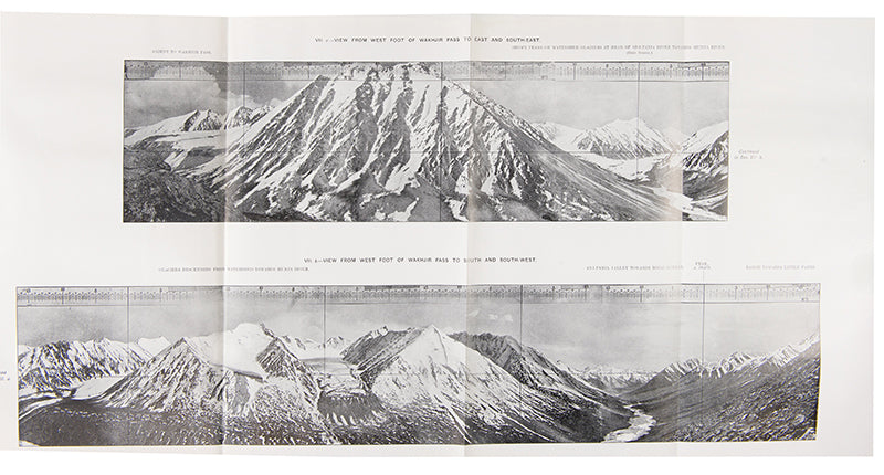 The photographic panoramas are from the Kwen Lun range south of Khotan, and on the Pamirs were taken on Stein's expedition in Chinese Turkestan (1900/1901).