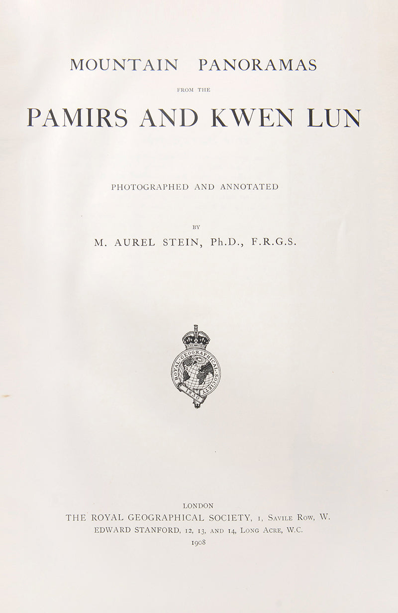 The photographic panoramas are from the Kwen Lun range south of Khotan, and on the Pamirs were taken on Stein's expedition in Chinese Turkestan (1900/1901).