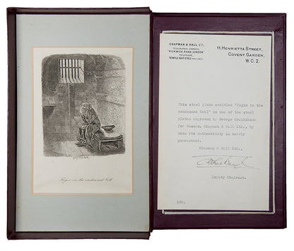 The Nonesuch edition of the complete works by Charles Dickens with the original steel plate 'Fagin in the condemned Cell' from Oliver Twist, limited edition, 1937