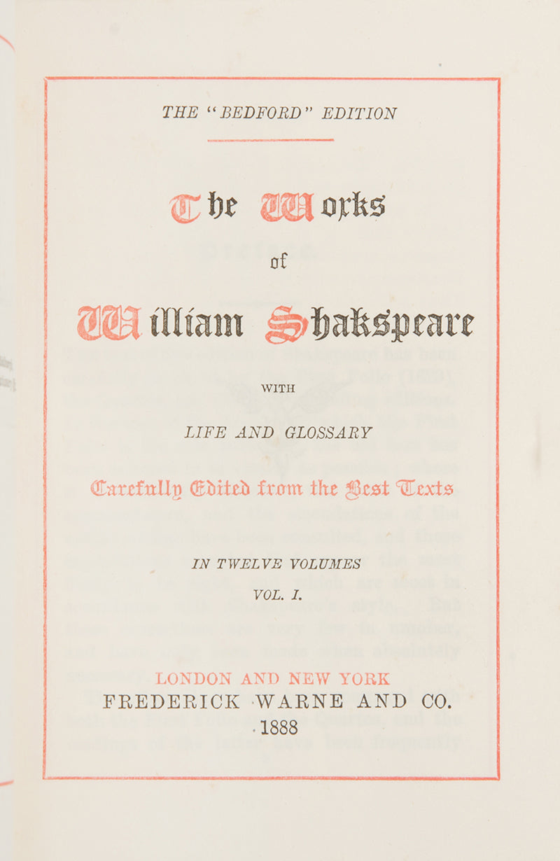 A charming pocket book set of Shakespeare's complete works, housed in the original glazed wooden cabinet.
