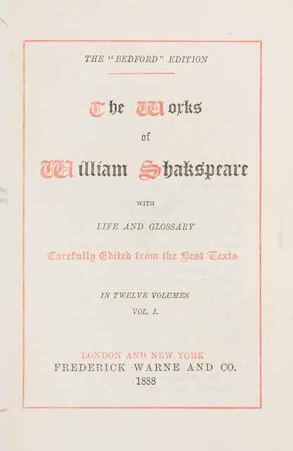 A charming pocket book set of Shakespeare's complete works, housed in the original glazed wooden cabinet.