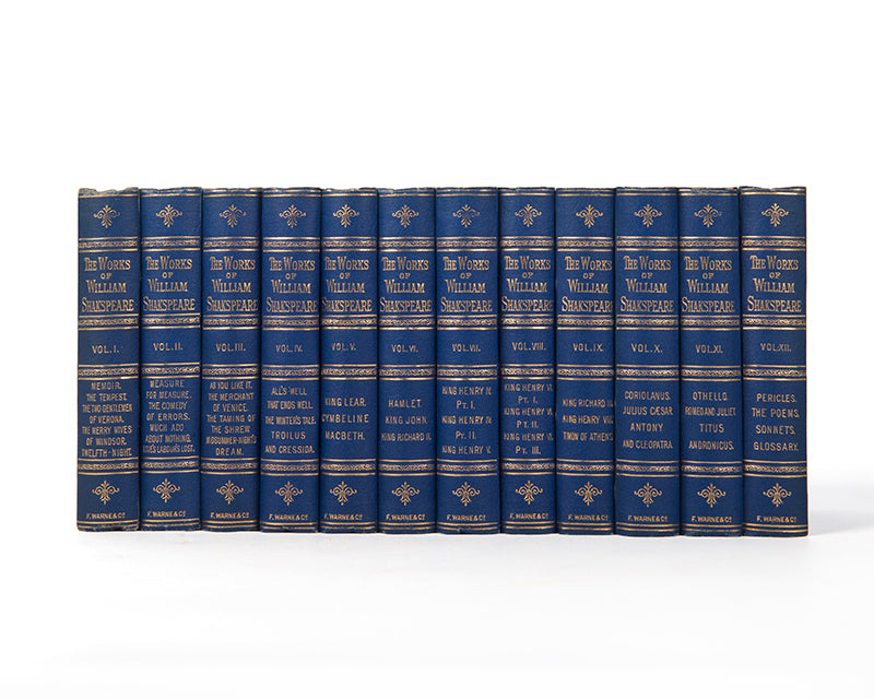 A charming pocket book set of Shakespeare's complete works, housed in the original glazed wooden cabinet.