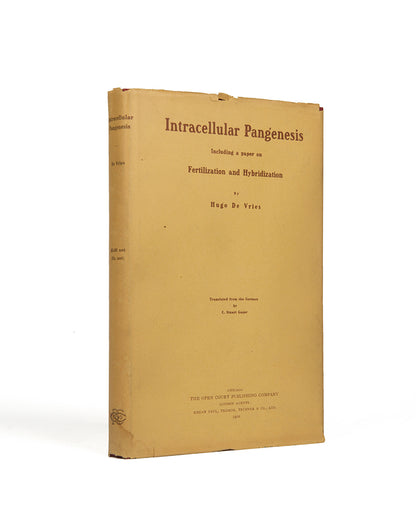 First English language edition of one of the most important books in the history of genetics, Intracellular Pangenesis by Hugo de Vries. Ernst Mayr's copy, in the rare dust jacket.