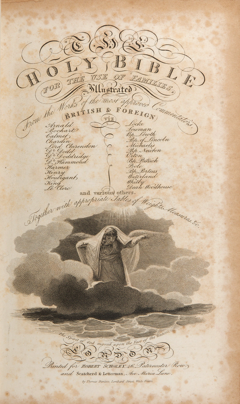 An excellent example of this family Bible bound contemporary red morocco tooled with a gilt strapwork design