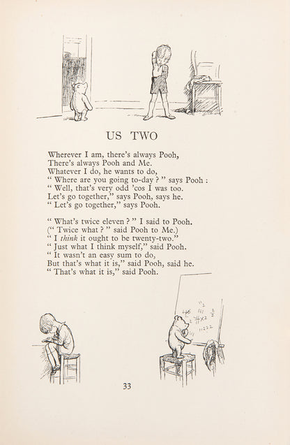 A rare double signature by A A Milne and Ernest Shepard of Now We Are Six, a first edition of stories featuring Pooh, Piglet, Tigger, Kanga, Roo, Rabbit, Owl, and Eeyore<br />