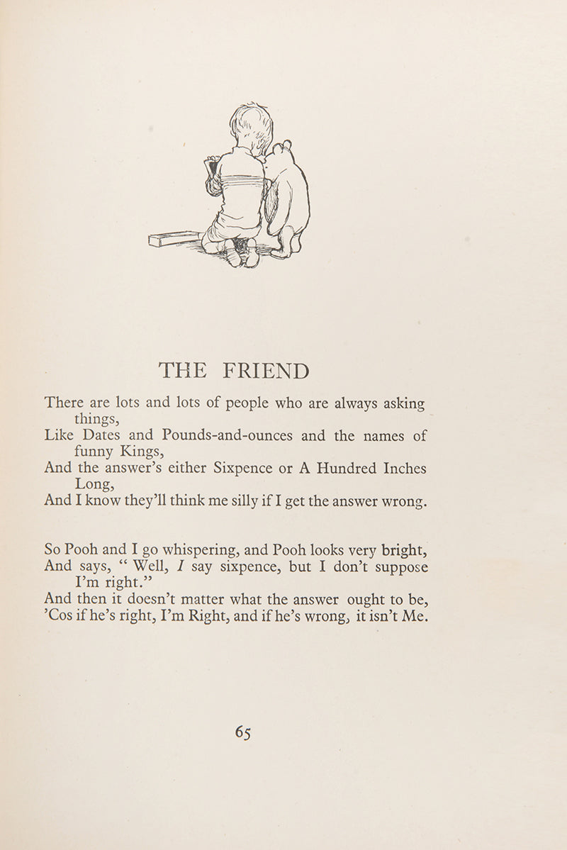 A rare double signature by A A Milne and Ernest Shepard of Now We Are Six, a first edition of stories featuring Pooh, Piglet, Tigger, Kanga, Roo, Rabbit, Owl, and Eeyore<br />