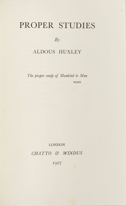 First trade edition of Proper Studies by Aldous Huxley.