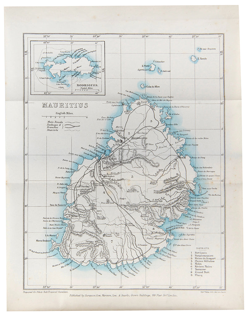 First edition of Sub-tropical Rambles in the Land of the Alphanapteryx by Nicolas Pike, a classic monograph on the Mauritius, scarce to find in such nice condition.