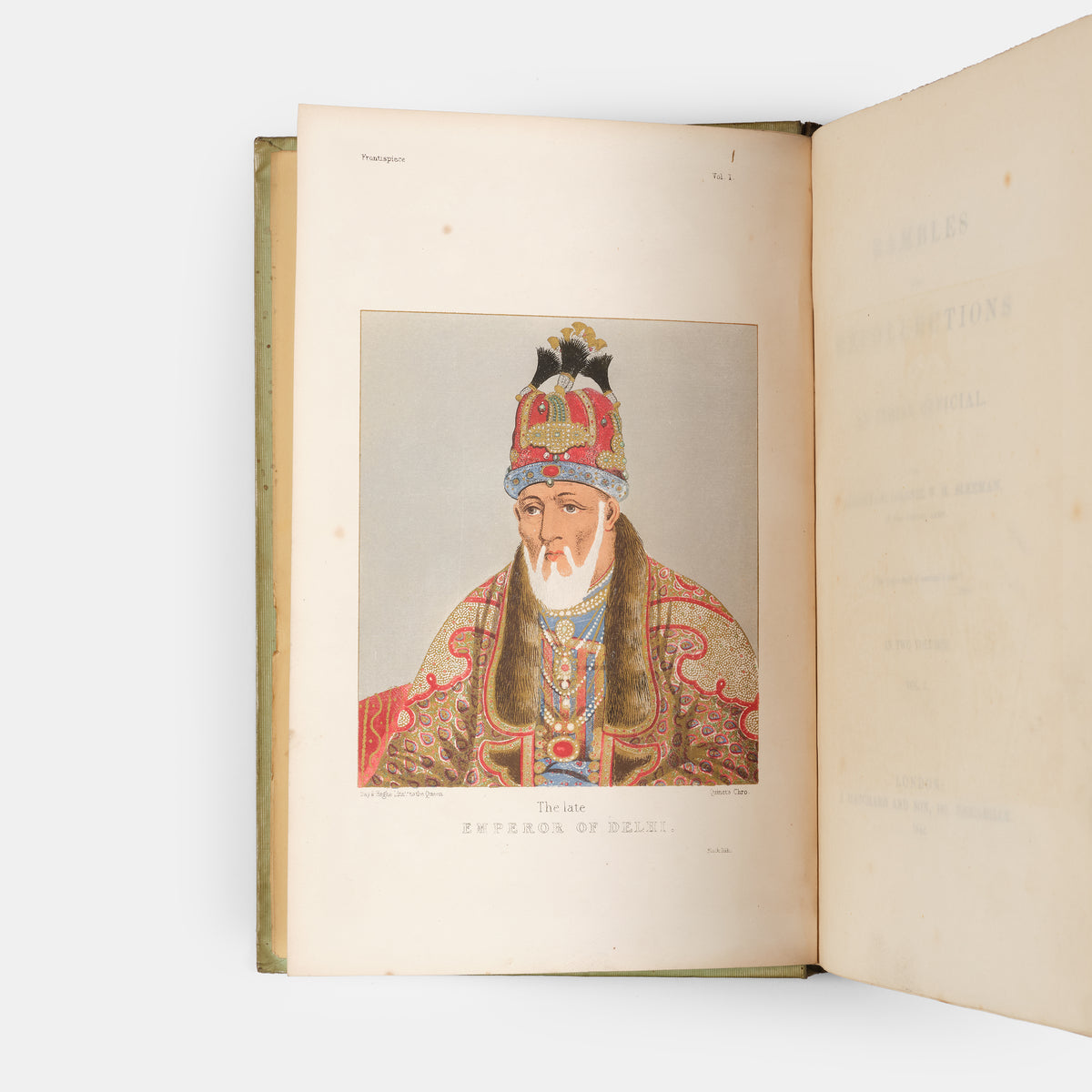 First edition of Rambles and Recollections of an Indian official by William Henry Sleeman, ncludes observations on Hindu social and religious rituals, crops, legends, witchcraft, etc. 