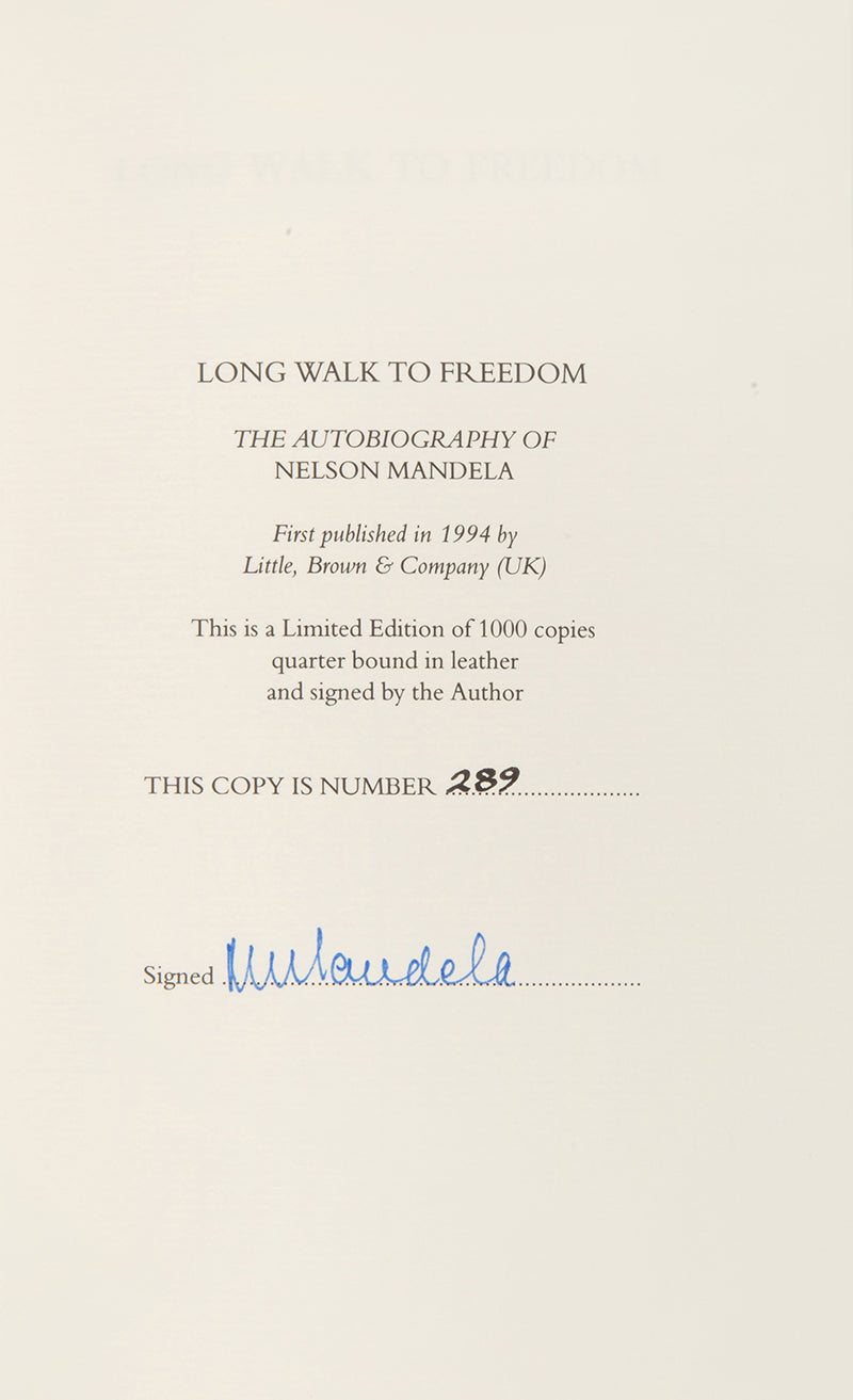 A limited, first UK edition of probably the most important autobiography of the late 20th century, from the legendary Nelson Mandela. Signed by the author.