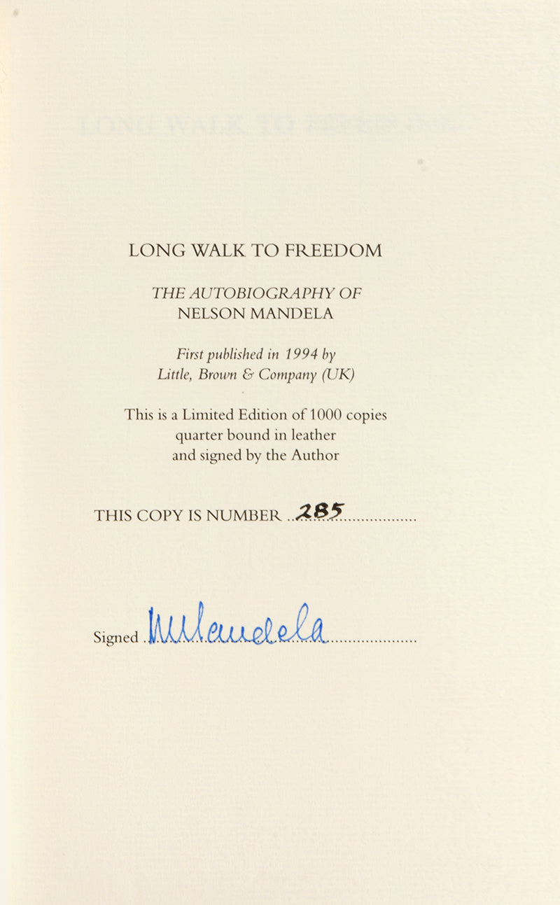 A limited, first UK edition of probably the most important autobiography of the late 20th century, from the legendary Nelson Mandela. Signed by the author.