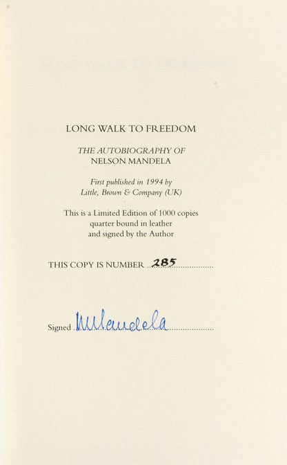 A limited, first UK edition of probably the most important autobiography of the late 20th century, from the legendary Nelson Mandela. Signed by the author.