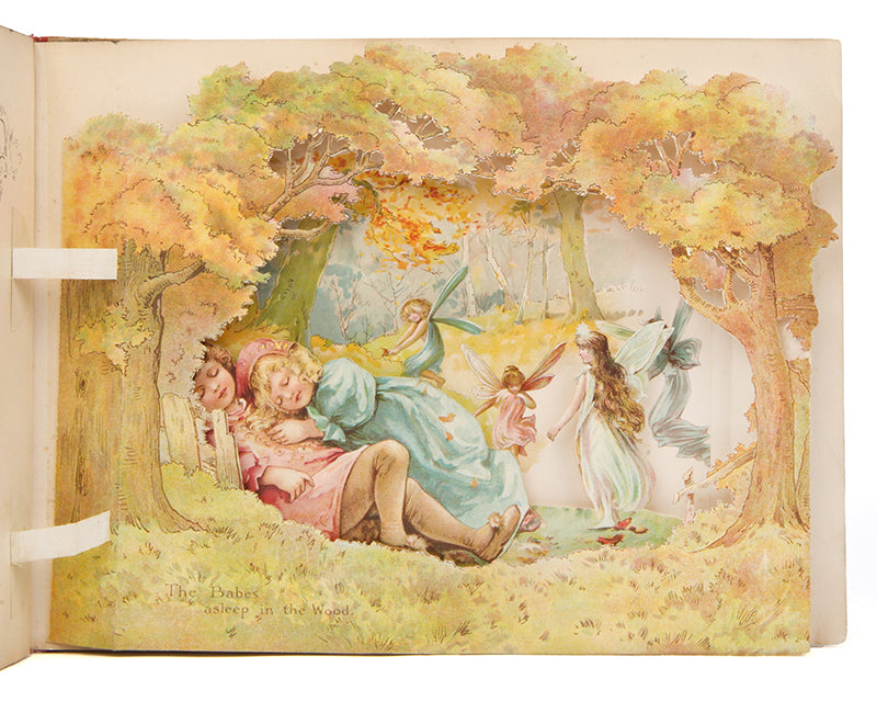 A pop up book, Peeps into Fairyland, with six bright pop-up illustrations, by E. Stuart Hardy, also featuring an introduction by F.E Weatherly