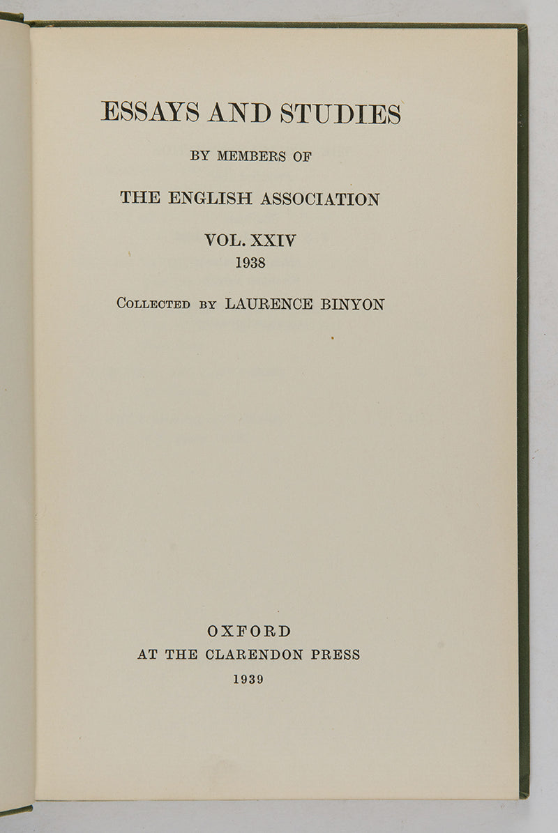A scarce collection of essays and studies by members of the English Association featuring the Fifteenth Century Heroic Line by C.S. Lewis