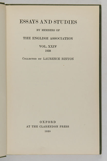 A scarce collection of essays and studies by members of the English Association featuring the Fifteenth Century Heroic Line by C.S. Lewis