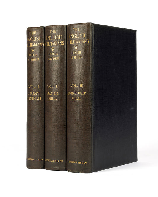 The first edition of this early history of the Utilitarian movement by Leslie Stephen, founder of the Dictionary of National Biography