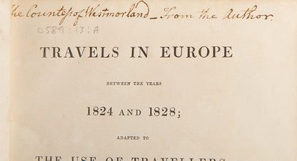 Fifth edition of Mariana Starke's Travels in Europe between the years 1824 and 1828, one of the first popular travel guides published and a precursor to John Murray's guides. 