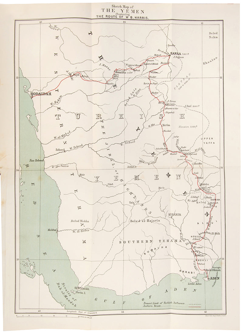 First edition of A Journey through the Yemen by Walter Harris, the scarce fully gilt issue of this account of a journey from Aden to Al Hudaydah together with a history of the country.