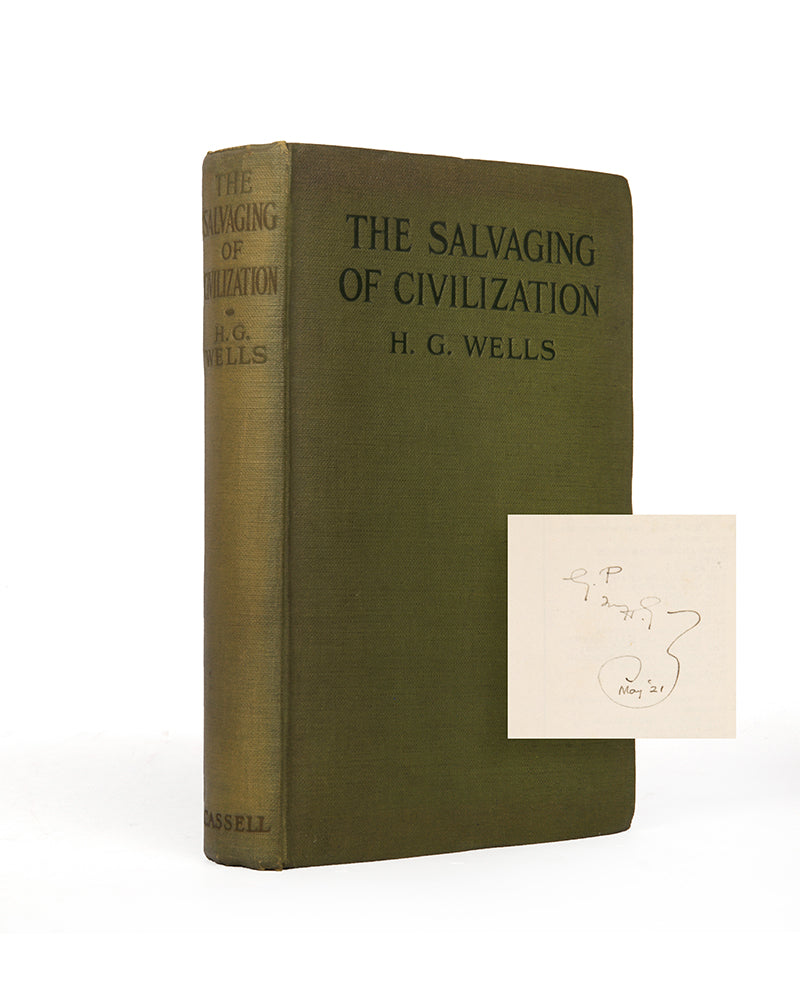The first edition of this non-fiction work by H.G. Wells on the future of mankind, inscribed by him to his sonGeorge Philip Wells.