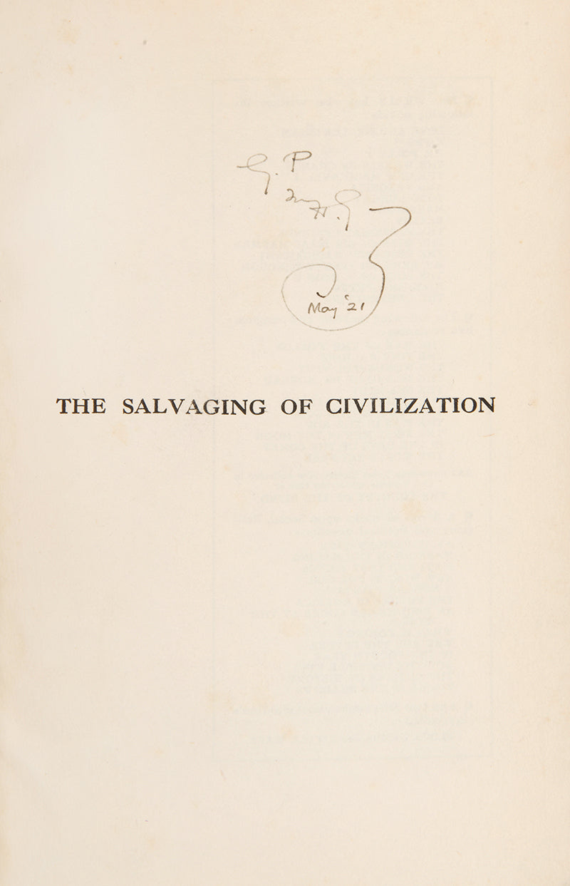 The first edition of this non-fiction work by H.G. Wells on the future of mankind, inscribed by him to his sonGeorge Philip Wells.