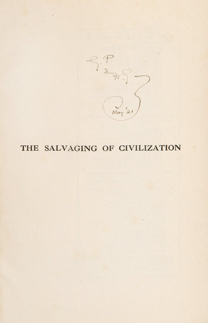The first edition of this non-fiction work by H.G. Wells on the future of mankind, inscribed by him to his sonGeorge Philip Wells.