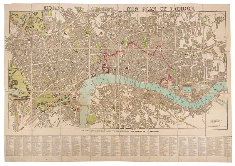 First edition of Mogg's New Plan of London, a lovley map of London form 1835.