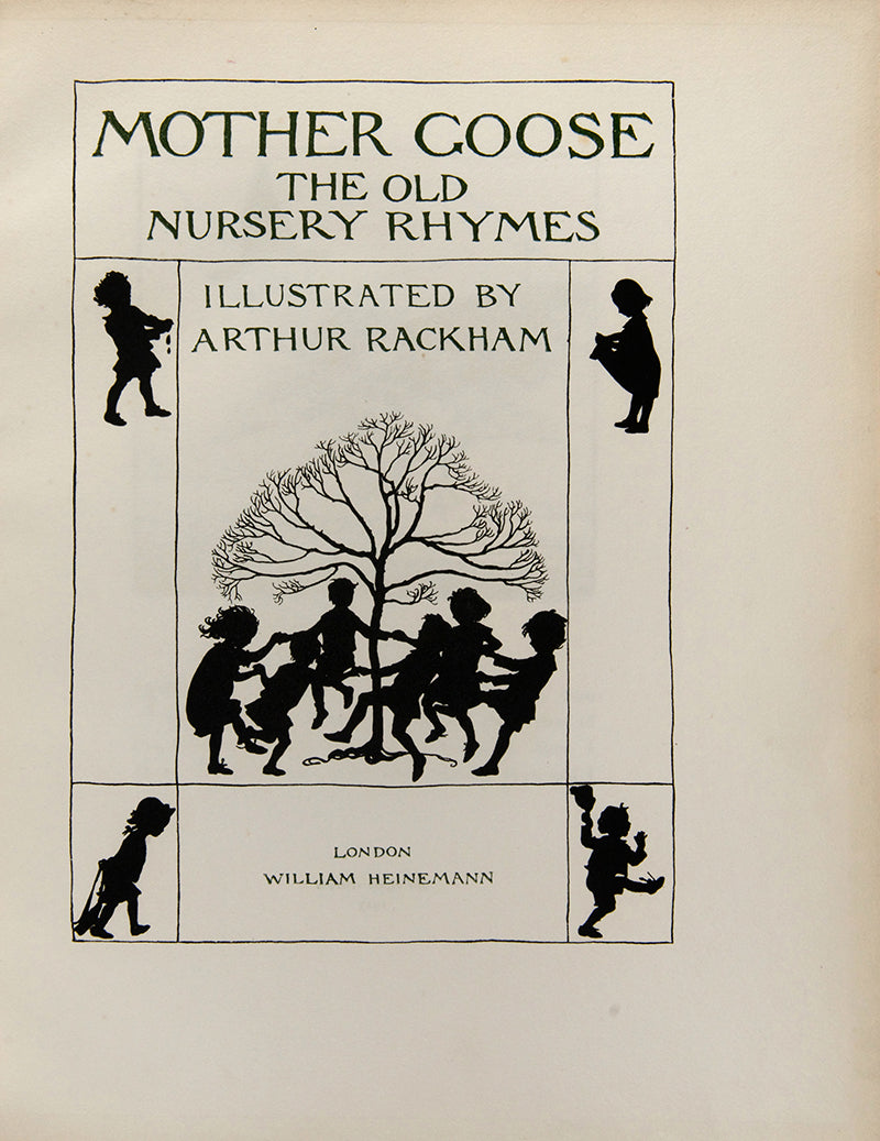 A beautifully illustrated edition of Charles Perrault's Mother Goose Old Nursery Rhymes, illustrated and signed by Arthur Rackham, the deluxe issue with 13 colour illustrations