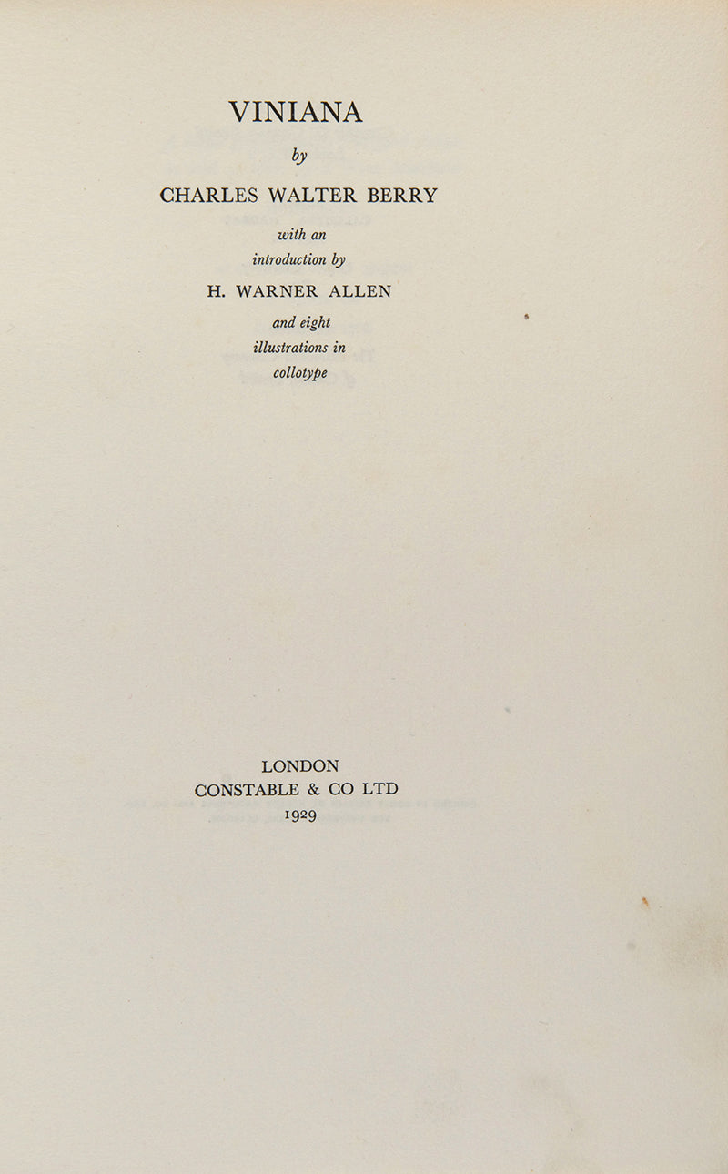 The signed limited edition printing of Berry's Viniana with eight colour illustratons. 